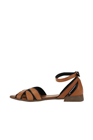 Bueno Shoes Taba Deri Kadın Düz Sandalet 01wu1809