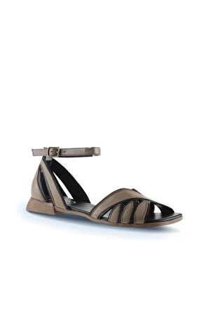Bueno Shoes Gri Deri Kadın Düz Sandalet 01wu1809