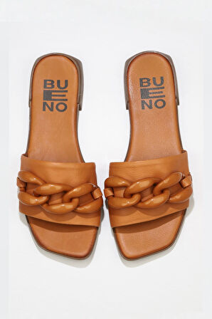 Bueno Shoes Taba Deri Kadın Düz Terlik 01wu1815