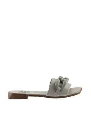 Bueno Shoes Ekru Deri Kadın Düz Terlik 01wu1815