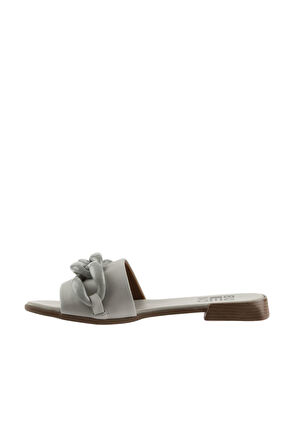 Bueno Shoes Ekru Deri Kadın Düz Terlik 01wu1815