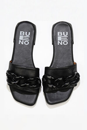 Bueno Shoes Siyah Deri Kadın Düz Terlik 01wu1815