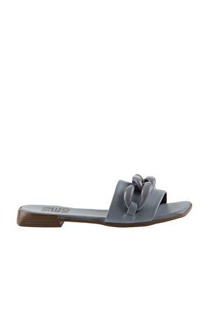 Bueno Shoes Mavi Deri Kadın Düz Terlik 01wu1815