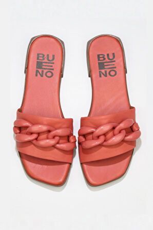 Bueno Shoes Mercan Deri Kadın Düz Terlik 01wu1815