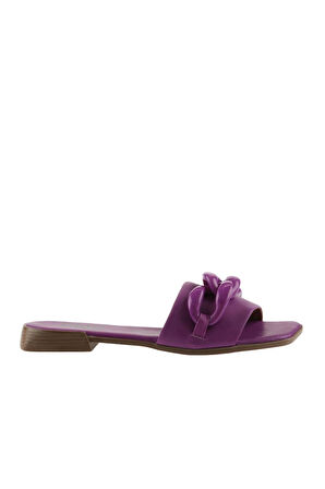 Bueno Shoes Lila Deri Kadın Düz Terlik 01wu1815