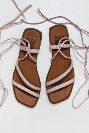 Bueno Shoes Pembe Deri Kadın Sandalet 01wu1822