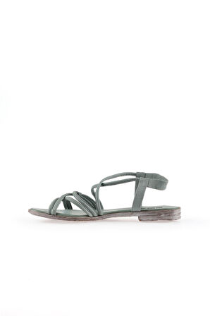 Bueno Shoes Mavi Deri Kadın Düz Sandalet 01wu3004