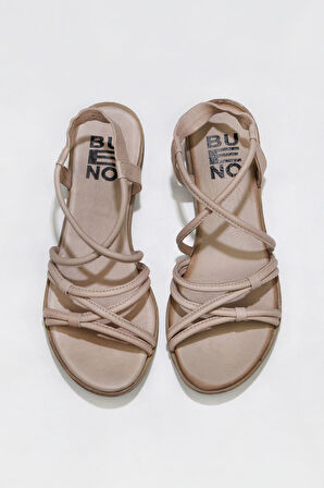 Bueno Shoes Gri Deri Kadın Düz Sandalet 01wu3004