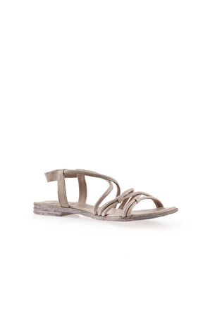 Bueno Shoes Gri Deri Kadın Düz Sandalet 01wu3004