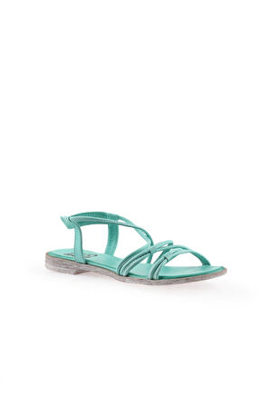 Bueno Shoes Yeşil Deri Kadın Düz Sandalet 01wu3004
