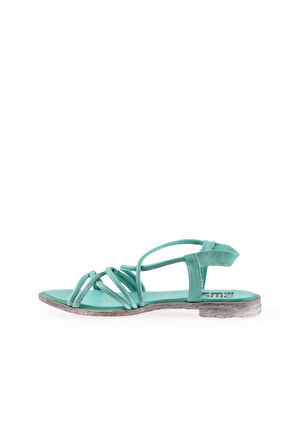 Bueno Shoes Yeşil Deri Kadın Düz Sandalet 01wu3004