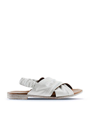Bueno Shoes Beyaz Deri Kadın Sandalet 01wu3005