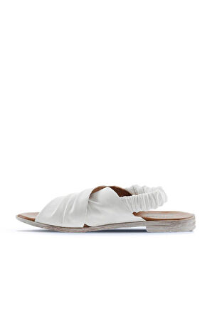 Bueno Shoes Beyaz Deri Kadın Sandalet 01wu3005