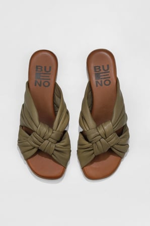 Bueno Shoes Yeşil Deri Kadın Düz Terlik 01wu8800
