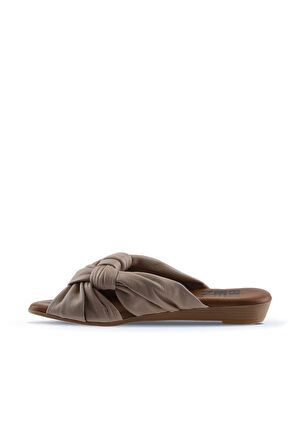 Bueno Shoes Gri Deri Kadın Düz Terlik 01wu8800
