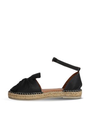 Siyah Deri Kadın Espadril Sandalet