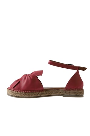 Fuşya Deri Kadın Espadril Sandalet