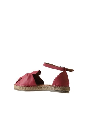 Fuşya Deri Kadın Espadril Sandalet