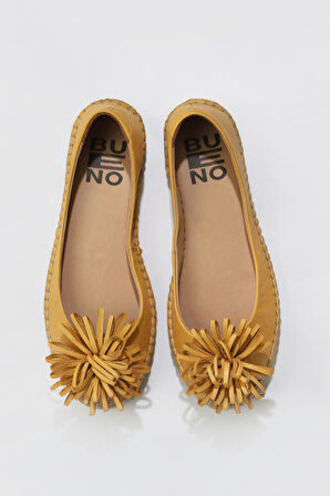 Bueno Shoes Sarı Deri Kadın Düz Babet 01ws4807