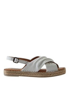 Beyaz Deri Kadın Espadril Sandalet