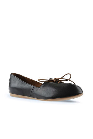 Bueno Shoes Siyah Deri Kadın Babet 01wl1237