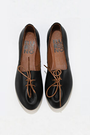 Bueno Shoes Siyah Deri Kadın Babet 01wl1237