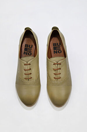 Bueno Shoes Haki Deri Kadın Babet 01wl1247