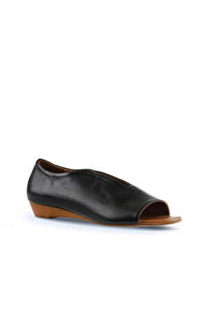 Bueno Shoes Siyah Deri Kadın Düz Babet 01wl2405