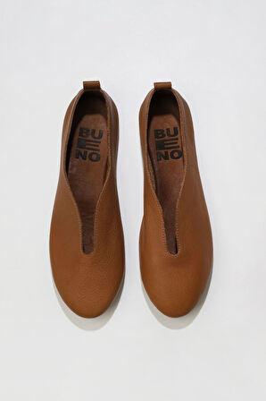 Bueno Shoes Taba Flotter Deri Kadın Babet 01wn0710