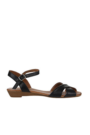 Bueno Shoes Siyah Deri Kadın Sandalet 01wn3808