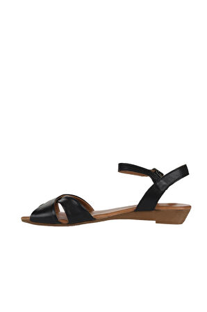 Bueno Shoes Siyah Deri Kadın Sandalet 01wn3808