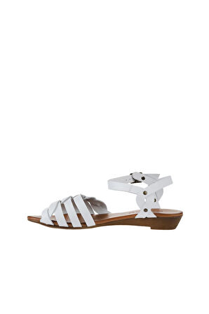Bueno Shoes Beyaz Deri Kadın Düz Sandalet 01wu3901