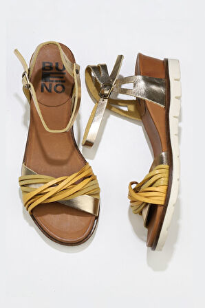 Bueno Shoes Sarı Multi Deri Kadın Sandalet 01wu4902