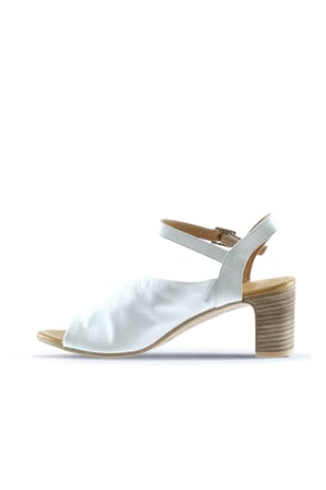 Bueno Shoes Beyaz Deri Kadın Topuklu Sandalet 01wn1519
