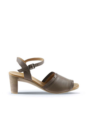 Bueno Shoes Gri Deri Kadın Topuklu Sandalet 01wn4005
