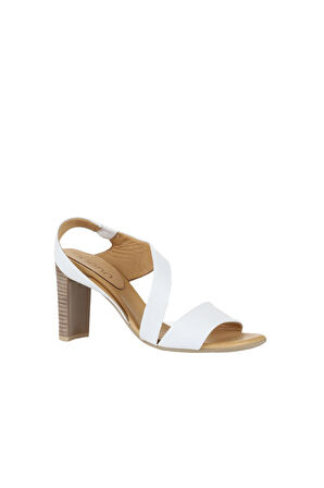 Bueno Shoes Beyaz Deri Kadın Topuklu Sandalet 01wn4100