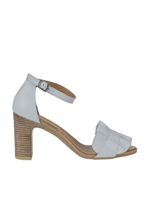 Bueno Shoes Beyaz Beyaz Deri Kadın Topuklu Sandalet 01wn4300