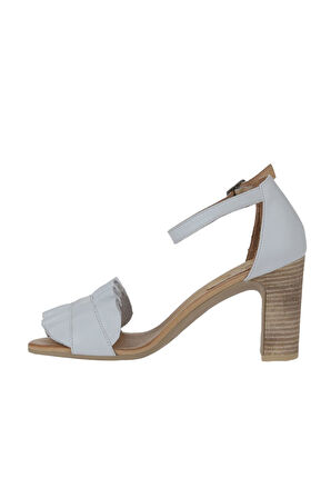 Bueno Shoes Beyaz Beyaz Deri Kadın Topuklu Sandalet 01wn4300