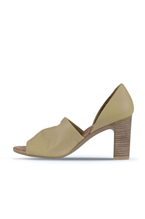 Bueno Shoes Sarı Deri Kadın Topuklu Sandalet 01wn4306