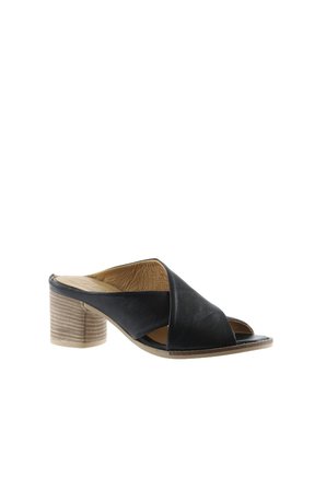 Bueno Shoes Siyah Deri Kadın Topuklu Terlik 01wn6108