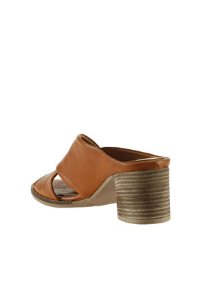 Bueno Shoes Taba Deri Kadın Topuklu Terlik 01wn6108