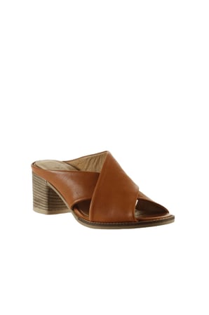 Bueno Shoes Taba Deri Kadın Topuklu Terlik 01wn6108