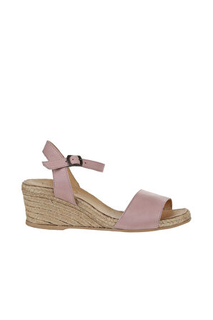 Bueno Shoes Gül Kurusu Deri Kadın Dolgu Topuklu Sandalet 01ws10304