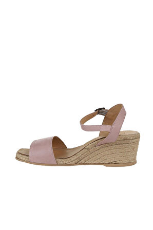 Bueno Shoes Gül Kurusu Deri Kadın Dolgu Topuklu Sandalet 01ws10304