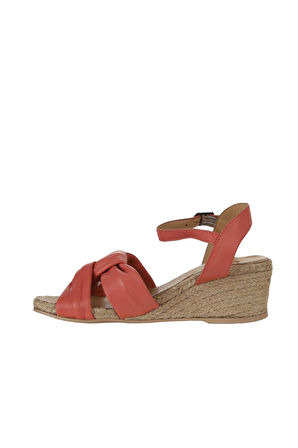 Bueno Shoes Mercan Deri Kadın Dolgu Topuklu Sandalet 01ws10307