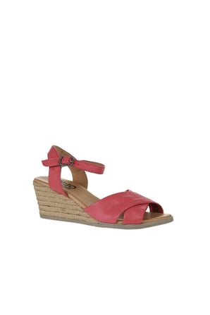 Bueno Shoes Fuşya Deri Kadın Dolgu Topuklu Sandalet 01ws11100