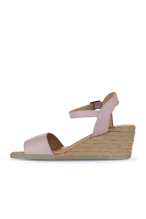 Bueno Shoes Pembe Deri Kadın Dolgu Topuklu Sandalet 01ws11101