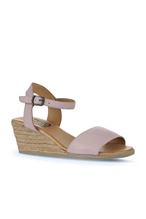 Bueno Shoes Pembe Deri Kadın Dolgu Topuklu Sandalet 01ws11101