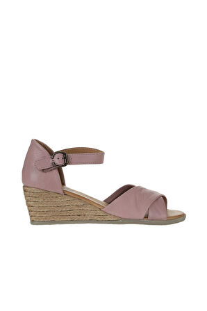 Bueno Shoes Gül Kurusu Deri Kadın Dolgu Topuklu Sandalet 01ws11102