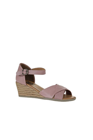 Bueno Shoes Gül Kurusu Deri Kadın Dolgu Topuklu Sandalet 01ws11102